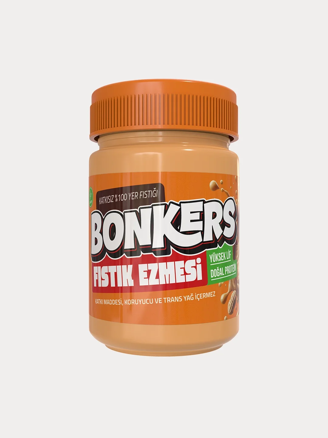 Bonkers fıstık ezmesi kavanoz ambalaj tasarımı 3D modeli - Şahan Design ambalaj tasarımı